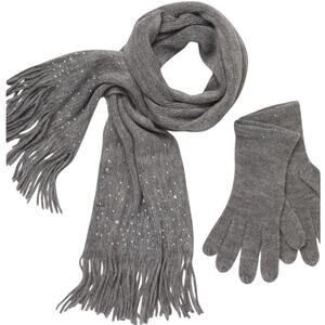 NWT New York & Company 2 Piece Glove and Scarf Matching Set Beaded Cozy Classy